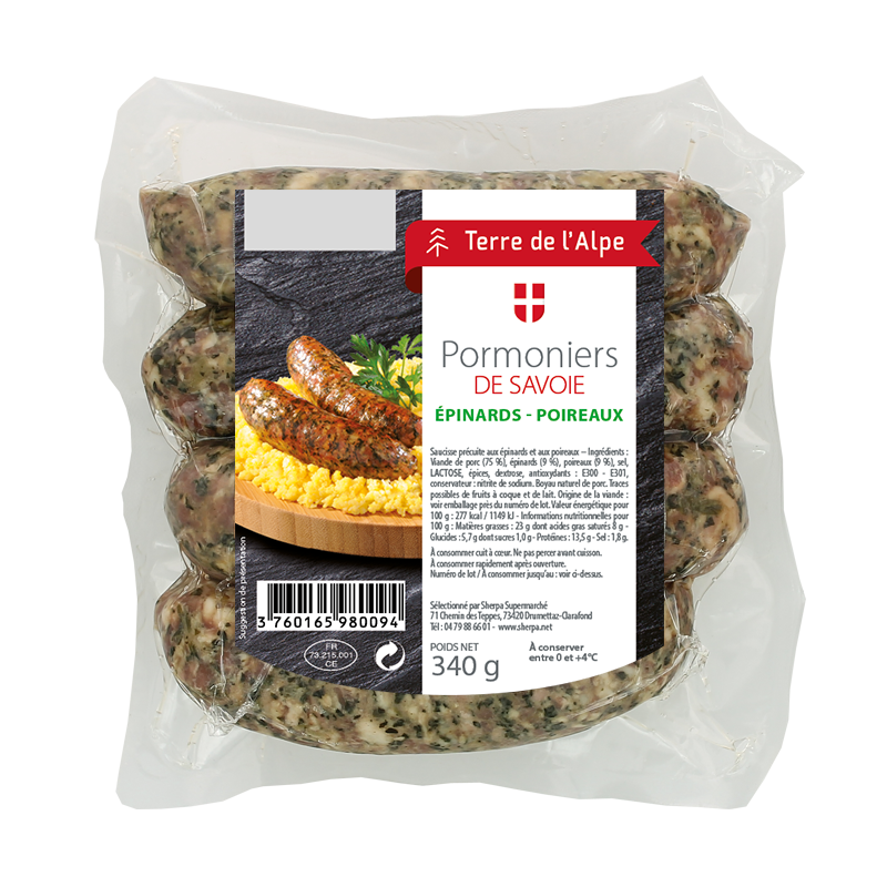 TERRE DE L'ALPE Pormoniers de Savoie Epinards poireaux - 4x85g