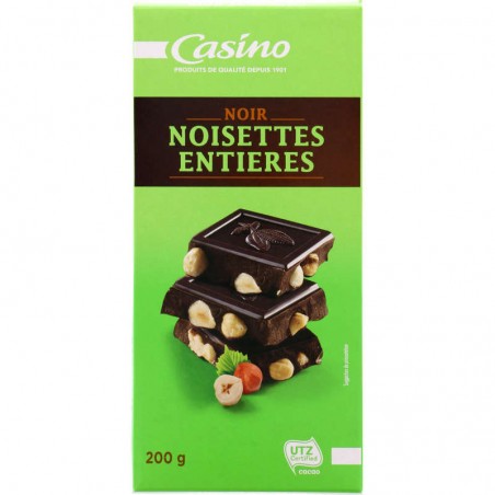 CASINO Chocolat Noir Noisettes entières 200g