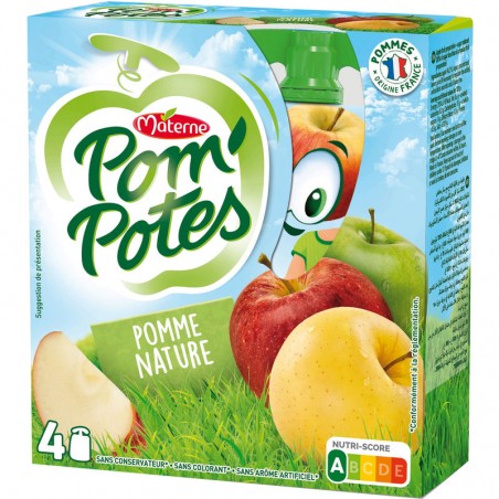MATERNE Pom'Potes  - Compote pomme nature 4x90g
