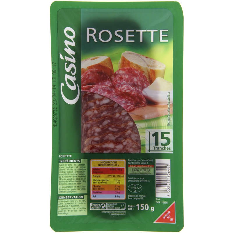 CASINO rosette 15 tranches 150g CASINO rosette 15 tranches 150g